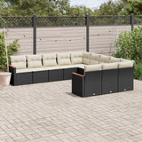vidaXL 11-Piece Lounge Set with Cushions Poly Rattan Black