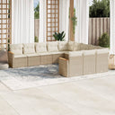 vidaXL 11-Piece Lounge Set with Cushions Poly Rattan Black