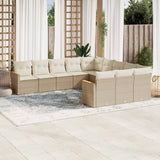 vidaXL 11-Piece Lounge Set with Cushions Poly Rattan Black