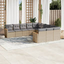 vidaXL 11-Piece Lounge Set with Cushions Poly Rattan Black