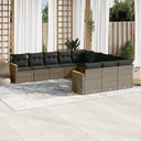 vidaXL 11-Piece Lounge Set with Cushions Poly Rattan Black