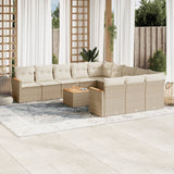 vidaXL 11-Piece Lounge Set with Cushions Poly Rattan Black