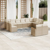 vidaXL 12-delige Loungeset met kussens poly rattan zwart
