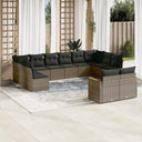 vidaXL 12-delige Loungeset met kussens poly rattan zwart