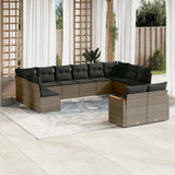 vidaXL 12-delige Loungeset met kussens poly rattan zwart