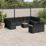 vidaXL 12-delige Loungeset met kussens poly rattan zwart