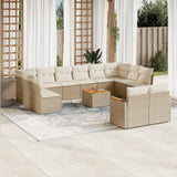 vidaXL 12-delige Loungeset met kussens poly rattan zwart