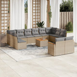 vidaXL 12-delige Loungeset met kussens poly rattan zwart
