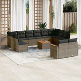 vidaXL 12-delige Loungeset met kussens poly rattan zwart