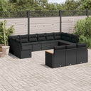 vidaXL 13-Piece Poly Rattan Lounge Set with Cushions Black