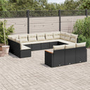 vidaXL 13-Piece Poly Rattan Lounge Set with Cushions Black