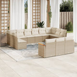vidaXL 13-Piece Poly Rattan Lounge Set with Cushions Black
