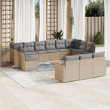 vidaXL 13-Piece Poly Rattan Lounge Set with Cushions Black