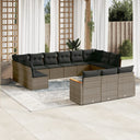 vidaXL 13-Piece Poly Rattan Lounge Set with Cushions Black