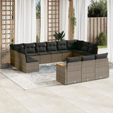 vidaXL 13-Piece Poly Rattan Lounge Set with Cushions Black