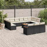 vidaXL 13-Piece Poly Rattan Lounge Set with Cushions Black
