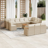 vidaXL 13-Piece Poly Rattan Lounge Set with Cushions Black