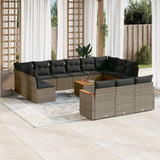 vidaXL 13-Piece Poly Rattan Lounge Set with Cushions Black