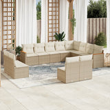 vidaXL 12-delige Loungeset met kussens poly rattan zwart