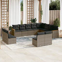 vidaXL 12-delige Loungeset met kussens poly rattan zwart