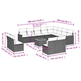 vidaXL 12-delige Loungeset met kussens poly rattan zwart