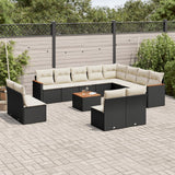 vidaXL 12-delige Loungeset met kussens poly rattan zwart