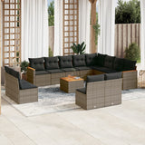 vidaXL 12-delige Loungeset met kussens poly rattan zwart