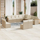 vidaXL 13-delige Loungeset met kussens poly rattan zwart