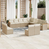 vidaXL 13-delige Loungeset met kussens poly rattan zwart