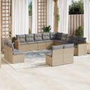 vidaXL 13-delige Loungeset met kussens poly rattan zwart