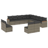 vidaXL 13-delige Loungeset met kussens poly rattan zwart