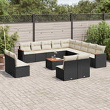 vidaXL 13-delige Loungeset met kussens poly rattan zwart