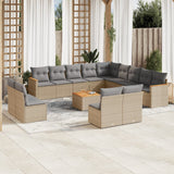 vidaXL 13-delige Loungeset met kussens poly rattan zwart