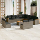 vidaXL 13-delige Loungeset met kussens poly rattan zwart