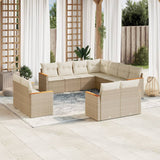 vidaXL 11-delige Loungeset met kussens poly rattan zwart