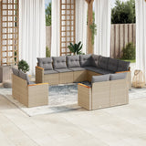 vidaXL 11-delige Loungeset met kussens poly rattan zwart