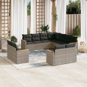 vidaXL 11-delige Loungeset met kussens poly rattan zwart