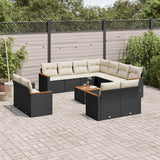 vidaXL 11-delige Loungeset met kussens poly rattan zwart
