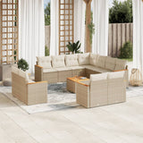 vidaXL 11-delige Loungeset met kussens poly rattan zwart