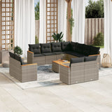 vidaXL 11-delige Loungeset met kussens poly rattan zwart