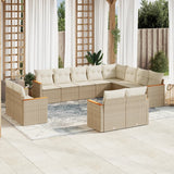 vidaXL 12-delige Loungeset met kussens poly rattan zwart