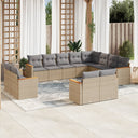 vidaXL 12-delige Loungeset met kussens poly rattan zwart