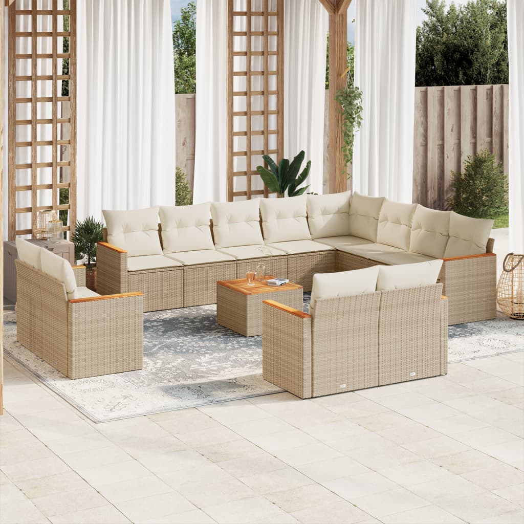 vidaXL 12-delige Loungeset met kussens poly rattan zwart