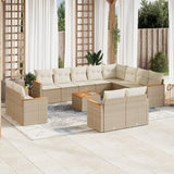 vidaXL 12-delige Loungeset met kussens poly rattan zwart