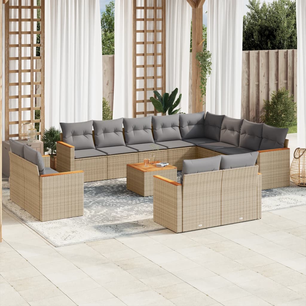 vidaXL 12-delige Loungeset met kussens poly rattan zwart