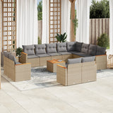 vidaXL 12-delige Loungeset met kussens poly rattan zwart