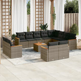 vidaXL 12-delige Loungeset met kussens poly rattan zwart