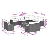 vidaXL 12-delige Loungeset met kussens poly rattan zwart