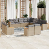 vidaXL 13-delige Loungeset met kussens poly rattan zwart
