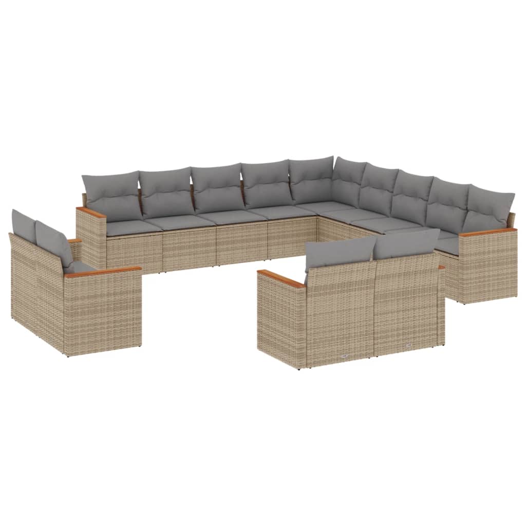 vidaXL 13-delige Loungeset met kussens poly rattan zwart